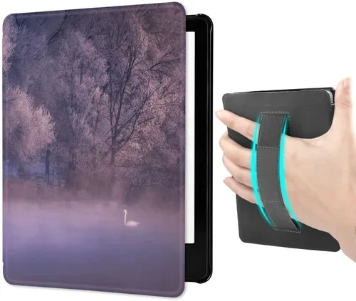 Miniatura 14 de Funda para Kindle Paperwhite (6.8", 11.ª generación, versión 2021) con correa de mano, funda inteligente rígida de PC con función de encendido
