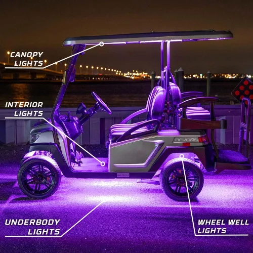 Miniatura 3 de LEDGlow Kit eléctrico de 12 piezas LED de millones de colores de 12 V-72 V para carrito de golf de 4 plazas, toldo para pozo de rueda y luces