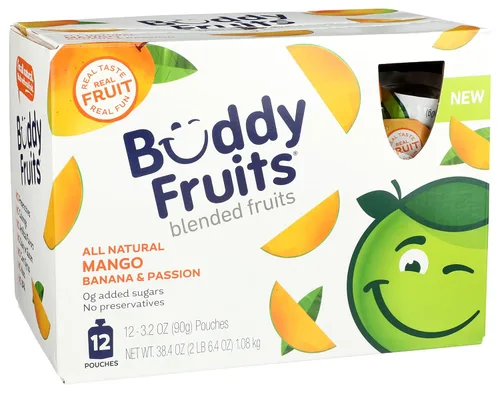 Miniatura 13 de Buddy Fruits Snacks To Go Puré de manzana sin azúcar de mango sin azúcar, bolsa de 3.2 onzas (18 unidades) sin gluten, frutos secos, conservantes