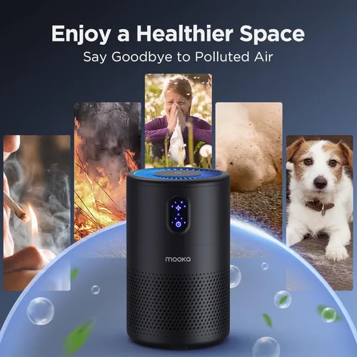 Miniatura 6 de MOOKA B-D02L - Purificadores de aire para habitaciones grandes de hasta 1076 pies cuadrados, limpiador de filtro de aire True HEPA H13, eliminador