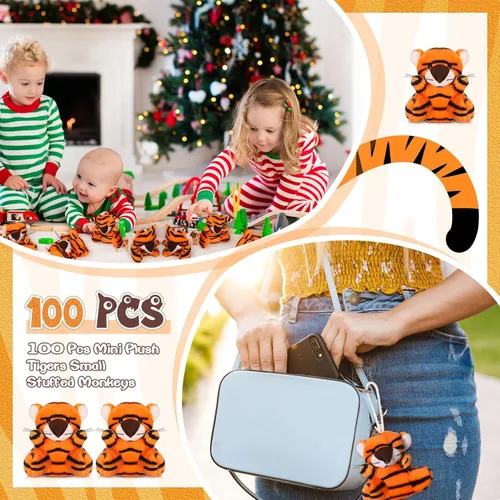Miniatura 4 de Blueweenly 100 piezas de juguetes de peluche de animales pequeños de peluche a granel, mini llaveros suaves y lindos peluches pequeños, regalos a