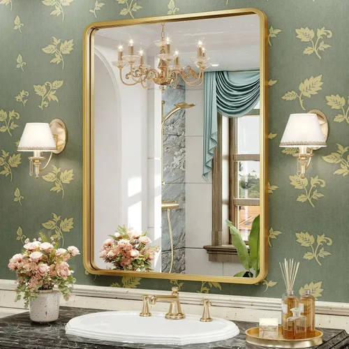 Miniatura 17 de Brightify - Espejo rectangular para pared de baño de 24x30 pulgadas con marco de metal negro, espejo moderno de tocador para baño, montaje vertical