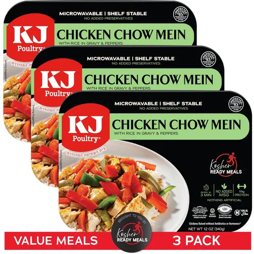 Miniatura 10 de KJ Poultry Kosher Ready Meals - Pollo Chow Mein, comidas de carne MRE listas para comer, sin gluten, halal, (1 unidad) preparado para entrada