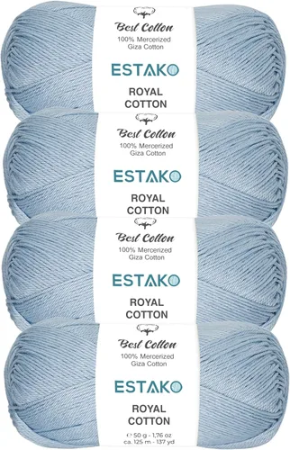 Miniatura 71 de Estako Algodón Royal, 100% hilo de algodón giza mercerizado, suave, súper fino 1 para ganchillo y tejer, 1.76 onzas (50g) / 137 yardas (125m)