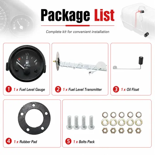 Miniatura 3 de Hoypeyfiy - Medidor de nivel de combustible universal de 2 pulgadas 52 mm para coche y SUV con sensor de combustible E-1/2-F puntero 12 V