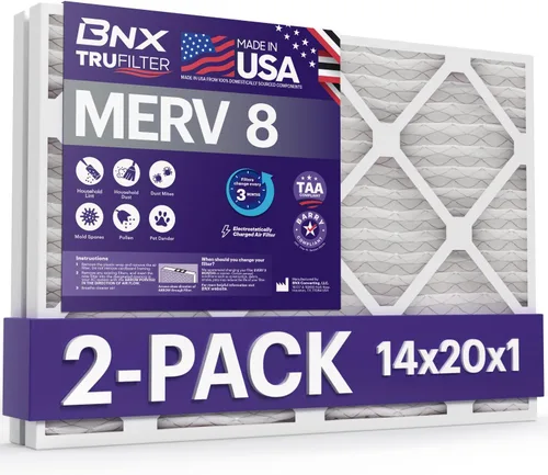 Miniatura 13 de BNX TruFilter - Filtro de aire MERV 8 de 16 x 25 x 1 pulgadas (paquete de 12) – Fabricado en Estados Unidos – Protección contra el polvo
