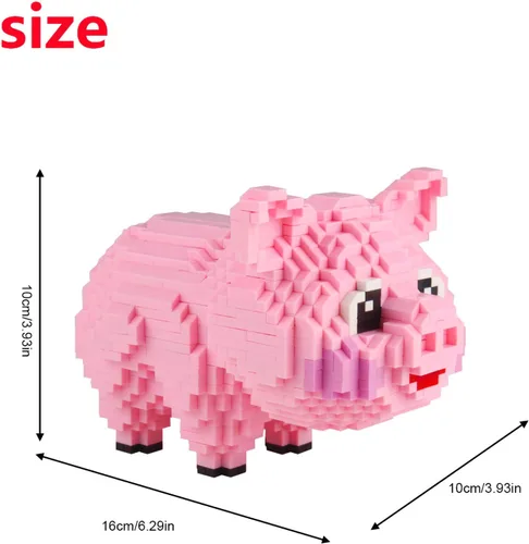 Miniatura 2 de Mini bloques de construcción Larcele de perros, ladrillos de juguete para construir mascotas, 950 piezas KLJM-02, Cerdo, modelo 558