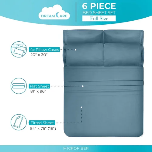 Miniatura 274 de DREAMCARE Juego de sábanas Queen – 6 piezas Sábanas de enfriamiento – hasta 15” Sábanas profundas tamaño Queen – Colección 2500 Supreme – Extra 03