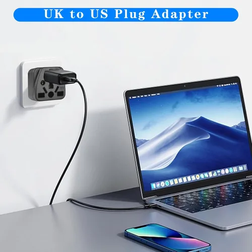 Miniatura 6 de Adaptador de enchufe de Reino Unido a EE. UU., adaptador de enchufe europeo a americano UE, Reino Unido, CN, AU, JP a Estados Unidos (tipo B)