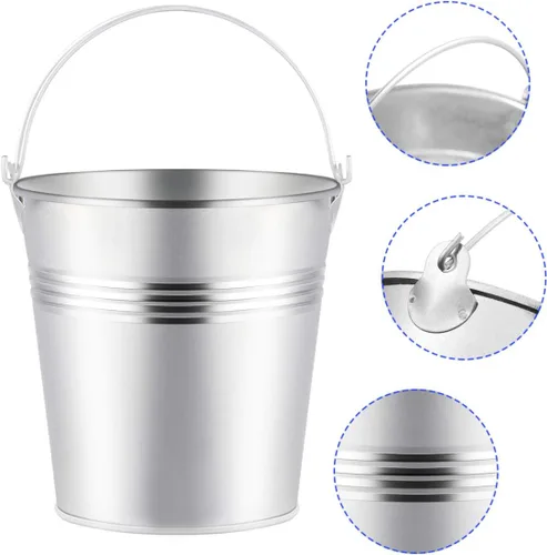 Miniatura 4 de Toyvian Mini cubos de metal con asas, 12 macetas de hojalata plateadas de 4 pulgadas para el aula, bolsas de regalo pequeñas, bolsas de regalo