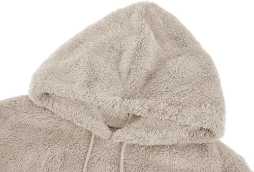 Miniatura 2 de Runcati Sudadera con Capucha de Sherpa Difusa para Hombre, Pullover, Manga Larga, Deportiva, con Bolsillo Frontal, Militar, Ropa Exterior de Otoño e