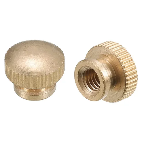 Miniatura 8 de uxcell Tuercas moleteadas para pulgar, 5 tuercas moleteadas de latón M3 x D10mm x H8mm con collar de cabeza alta con agujero ciego moleteado