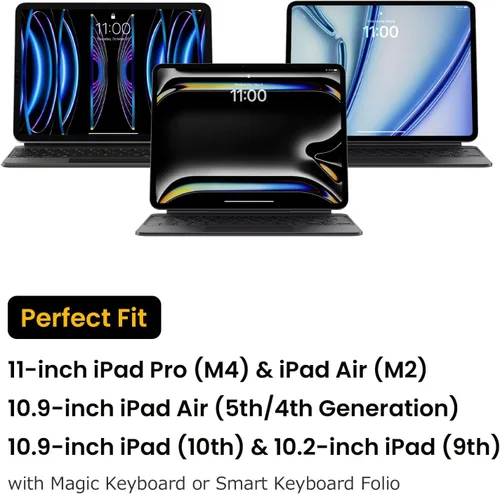 Miniatura 7 de tomtoc Funda tipo cartera para iPad Pro M5/M4 de 11 pulgadas 2025 y iPad Air M2 2024, iPad (A16), funda de transporte y almacenamiento con Negro