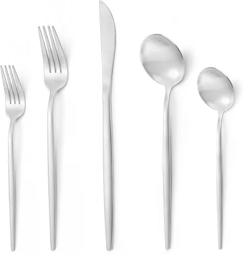 Miniatura 7 de Juego de cubiertos de 40 piezas, color negro mate, juego de cubiertos de acero inoxidable para 8 personas, juego de utensilios de cocina con acabado