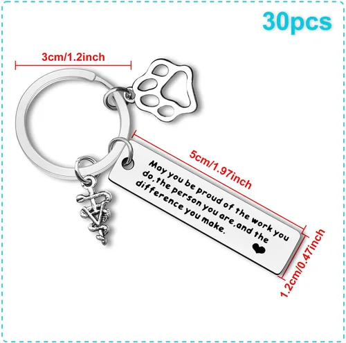Miniatura 2 de Dabihu Vet Tech Keychain Veterinarian Appreciation Gifts Thank You Gifts for Veterinary Tech Coworker Animal Rescue Gifts