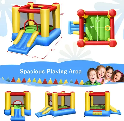 Miniatura 7 de HONEY JOY Casa inflable para rebotar, rebote de luna inflable para niños con tobogán, área gigante de salto, estacas, bolsa de transporte, castillo