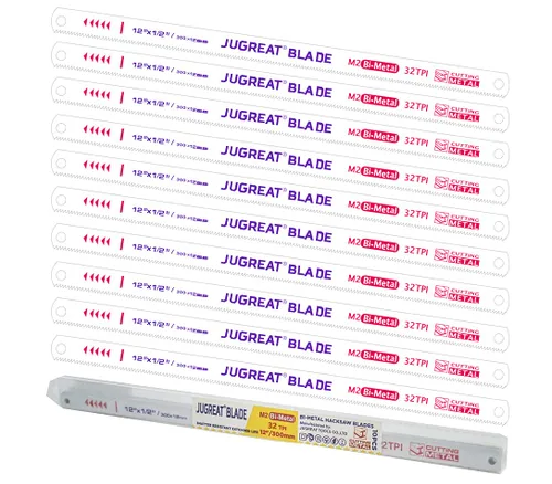 Miniatura 11 de JUGREAT Hojas de sierra para metales de repuesto de 12 pulgadas, dientes de tierra de acero de alta velocidad - 24TPI (paquete de 10)