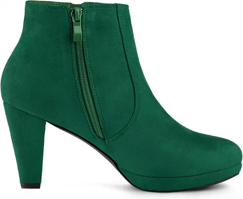 Miniatura 6 de Allegra K Botines de tacón grueso con cremallera lateral para mujer