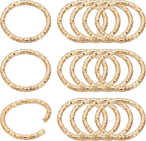 Miniatura 11 de PATIKIL Anillo con dije de copa de vino de 0.05 x 0.59 pulgadas, paquete de 100 aretes de metal con cuentas trenzadas, anillos abiertos, dorado