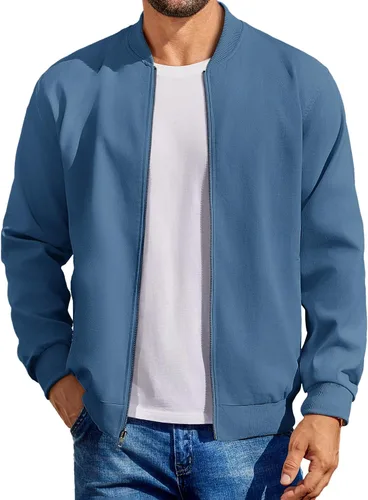Miniatura 9 de COOFANDY - Chaqueta bomber de algodón para hombre, ligera, de vuelo, chaquetas casuales de softshell, chaqueta varsity