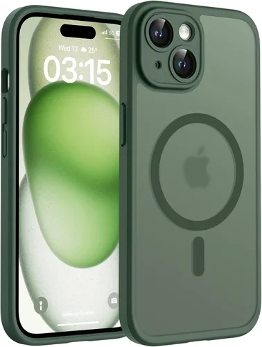 TOCOL Funda para teléfono 15, compatible con cargador Magsafe, protección completa de cámara, protección contra caídas, funda translúcida mate para