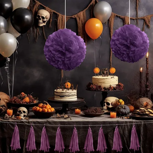 Miniatura 7 de CHRORINE Papel de seda morado - 60 hojas, 20 x 14.5 pulgadas, envoltura de regalos de arte de Halloween y fiesta, manualidades y decoración Púrpura
