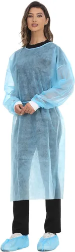 Miniatura 2 de Bata de aislamiento desechable de polipropileno, vestidos de laboratorio de punto, manga larga, paquete de 15