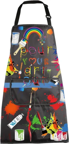 MBMSO Delantal de pintura - Delantal de artista y profesor de arte - Regalos de arte divertidos Pour Your Art Out Delantal-2