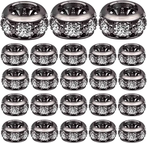 Miniatura 16 de BronaGrand 40 cuentas espaciadoras europeas de diamantes de imitación de 0.315 pulgadas (0.315 in), cuentas espaciadoras de cristal para bricolaje