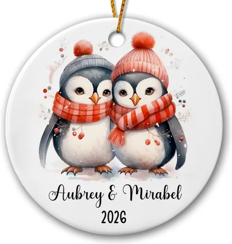 Miniatura 19 de Adorno de cerámica personalizado para pareja de leones 2026, regalos para parejas recién nacidas, novio, novia, adorno para parejas de leones, árbol