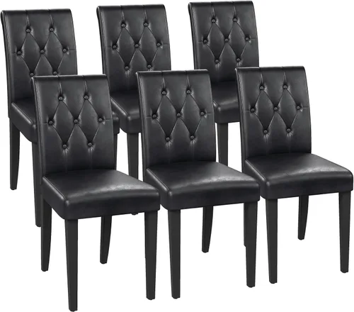 Miniatura 16 de Welzona - Juego de 4 sillas tapizadas para comedor, estilo Parsons, con botones, con patas de madera maciza, silla moderna de tela para Negro