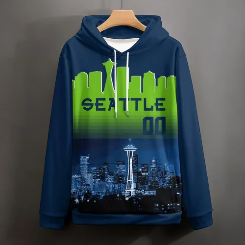 Miniatura 4 de Custom Football Hoodies City Night Skyline Personalized Sweatshirt Name Number Fan Gift Pullover for Men Women Youth