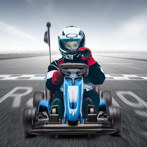 Miniatura 5 de GarveeLife Vehículo de paseo eléctrico de 24 V Drift Kart para niños, coche de paseo con asiento ajustable y velocidad de 8.5 MPH, ruedas Azul