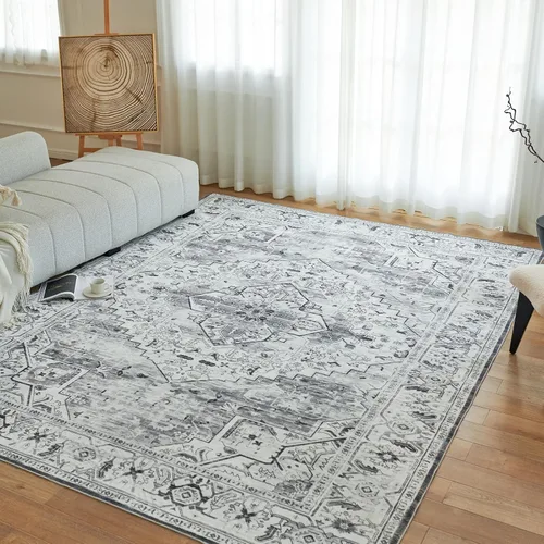Miniatura 38 de Syalife 4x6 Alfombra Lavable para Área, Ultra Suave Antideslizante, Pila Baja, Alfombra Vintage Resistente a Manchas para Sala de Estar, Alfombra