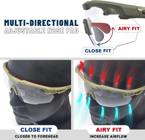 Miniatura 5 de HTS HUNTERSKY Gafas de tiro tácticas balísticas ANSI Z87+UV400 gafas protectoras Negro Claro