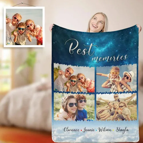 Miniatura 31 de D-Story Manta personalizada con fotos con cualquier texto - Mantas con imágenes personalizadas para Navidad, cumpleaños, regalos para parejas