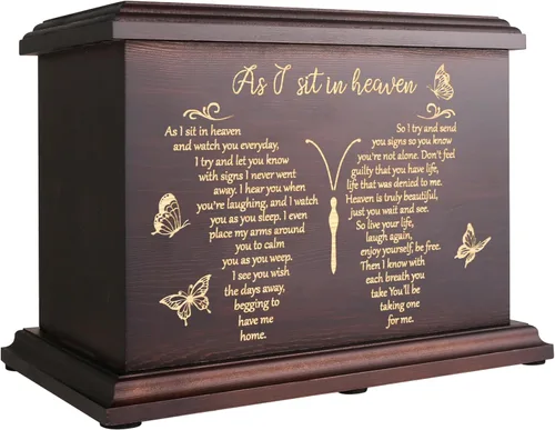 Miniatura 12 de Urnas Conmemorativas de Cremación para Cenizas Humanas de Adultos Hombres y Mujeres, Caja de Madera y Ataúd para Cenizas de Hombres, Mujeres