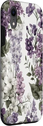 Miniatura 3 de Funda para iPhone XR White Violet Purple Lavender Lilac Floral con flores botánicas