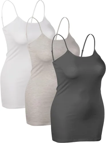 Miniatura 113 de Emmalise Camisola larga casual básica para mujer, con tirantes ajustables, top en capas