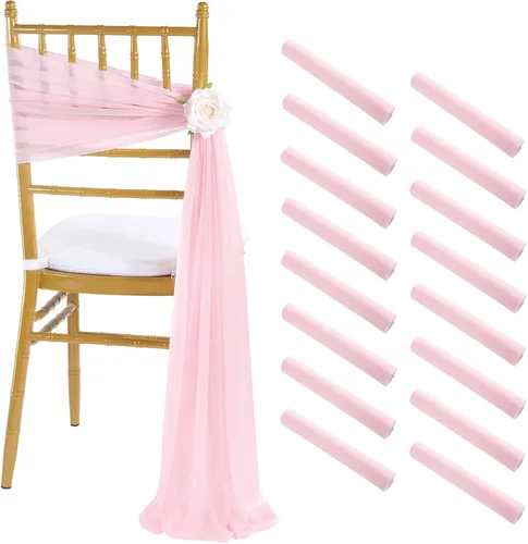Miniatura 31 de Fanqisi 16 cintas para sillas con cintas de 8 pies de largo, cortinas de tela suave para decoración de bodas, iglesias, sillas, pasillos