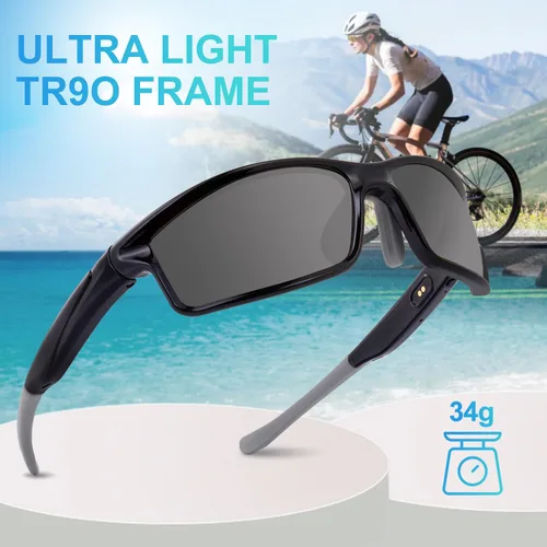 Miniatura 5 de SKYWAY Gafas de sol deportivas polarizadas inteligentes Bluetooth con audio inalámbrico protección UV para deportes al aire libre, diseño unisex