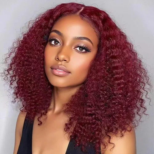 Miniatura 8 de Peluca BOB rizada de cabello humano 220 de densidad 13x4 de encaje frontal HD onda profunda para mujeres negras, sin pegamento, lista para usar