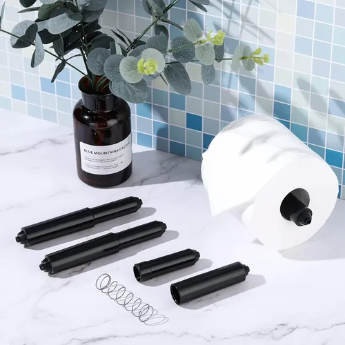 Miniatura 4 de Shappy 2 piezas de soporte universal de papel higiénico de repuesto con resorte de plástico retráctil de repuesto para papel higiénico, soporte
