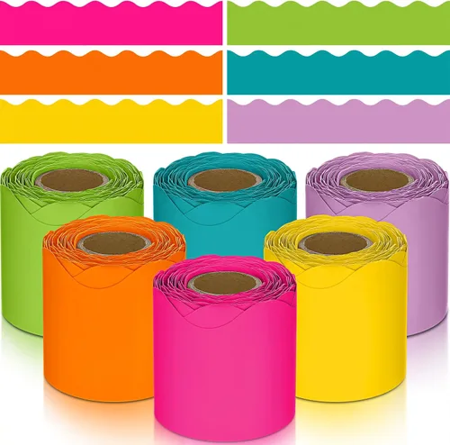 TaoBary 6 Rollos 59.98 m Decoraciones de Bordes de Tablero de Anuncios de Navidad y de Invierno para el Aula, Bordes Dentados para Tablero de negro