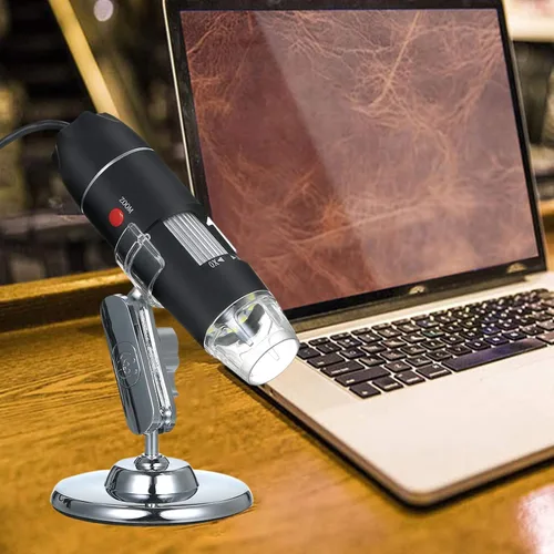 Miniatura 3 de Andoer Microscopio digital USB 1600X cámara de aumento 8 LED con soporte portátil de inspección de mano lupa