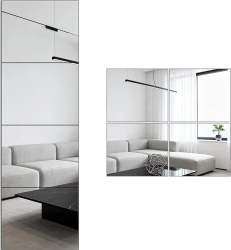 Miniatura 10 de Espejo pequeño adhesivo para decoración de pared, espejos adhesivos de seguridad de plástico sin vidrio para niños pequeños, paquete de 4 azulejos