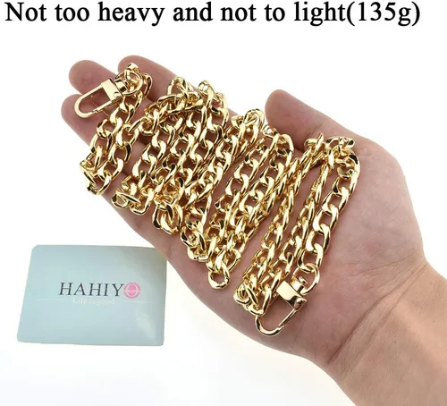 Miniatura 5 de HAHIYO Correa metálica de cadena para bolso de 43.3' de oro para bolso cruzado, bandolera y bolso de mano, cómoda y plana de 0.4' de ancho, extra