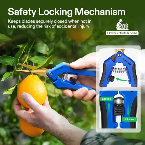 Miniatura 5 de Podadora manual VIVOSUN, para jardinería, con cuchillas rectas de acero inoxidable