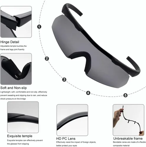 Miniatura 3 de SPOSUNE Anteojos de disparo para hombre con funda, resistentes a los impactos con 3 lentes, gafas de seguridad antivaho para hombres y mujeres Negro