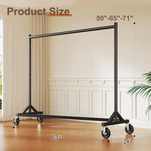 Miniatura 7 de HOKEEPER Perchero Z con capacidad para 500 libras, resistente perchero de ropa comercial para colgar ropa con ruedas, estante Z portátil